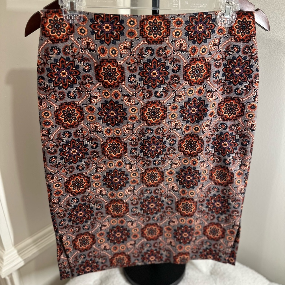 LOFT Multicolor Geometric Pencil Skirt